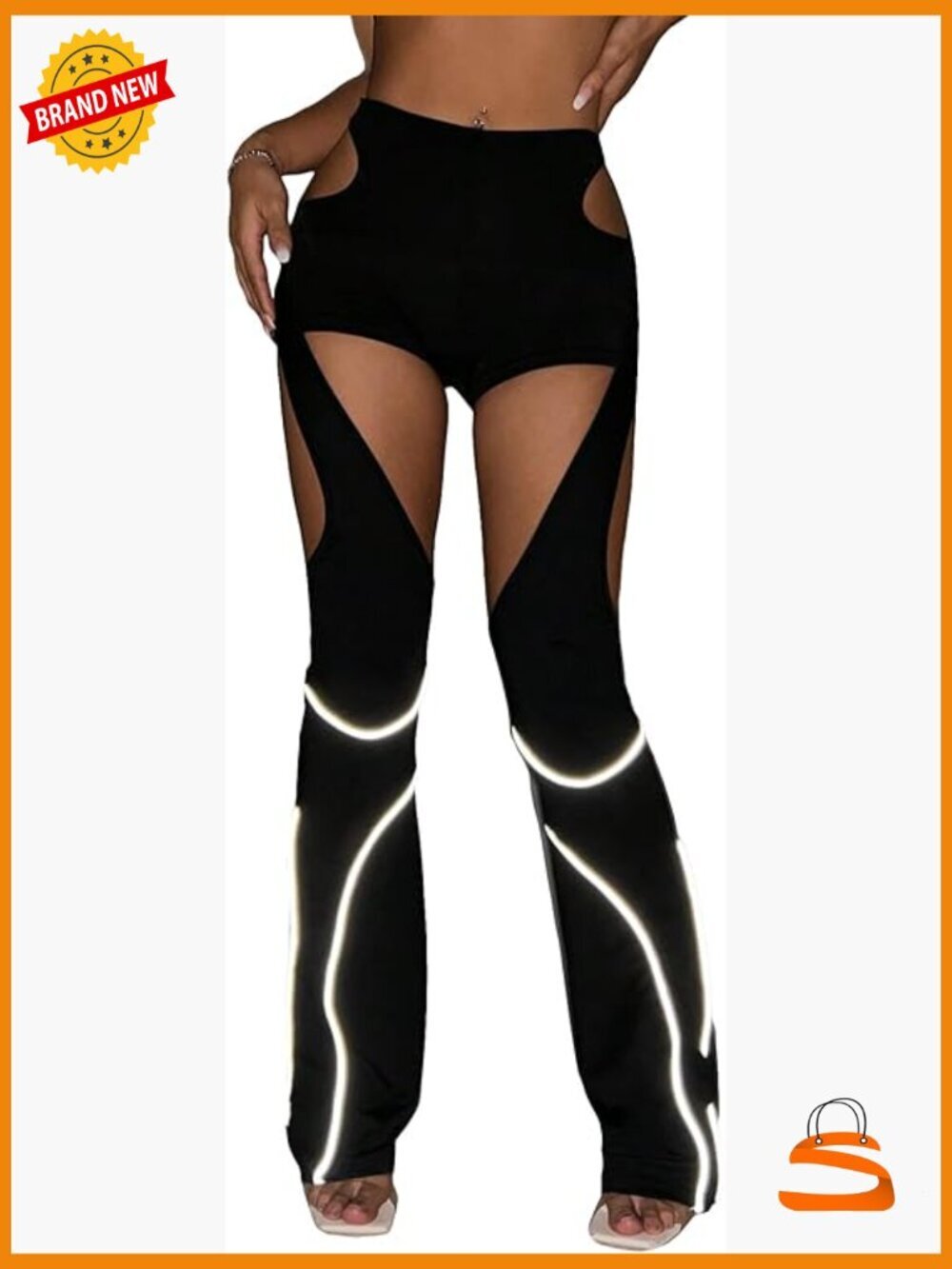 Low Rise Flared Y2K Chaps Cut Out Pants Rave Festival Disco Grunge